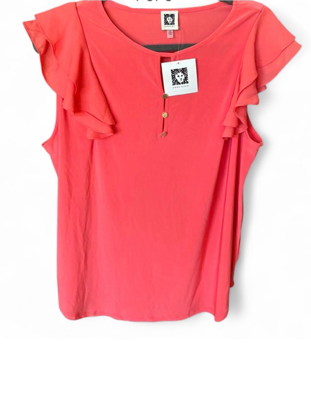Anne Klein Ruffle Sleeve Women's Top in Coral Pink